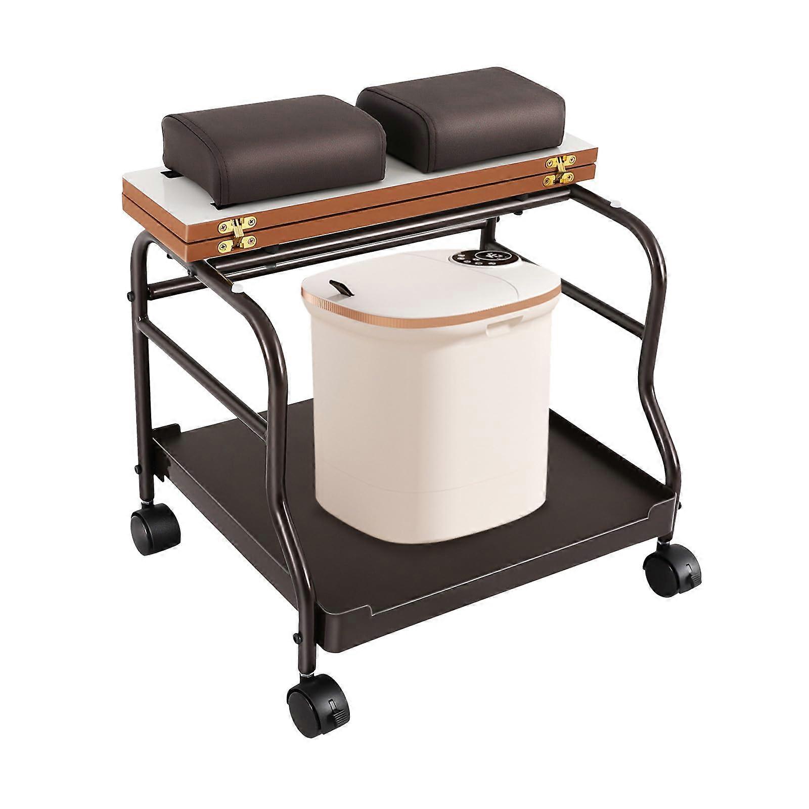 Pedicure Trolley with Footrest, MultiLevel Storage, Lockable Wheels, Coffee Spa Station