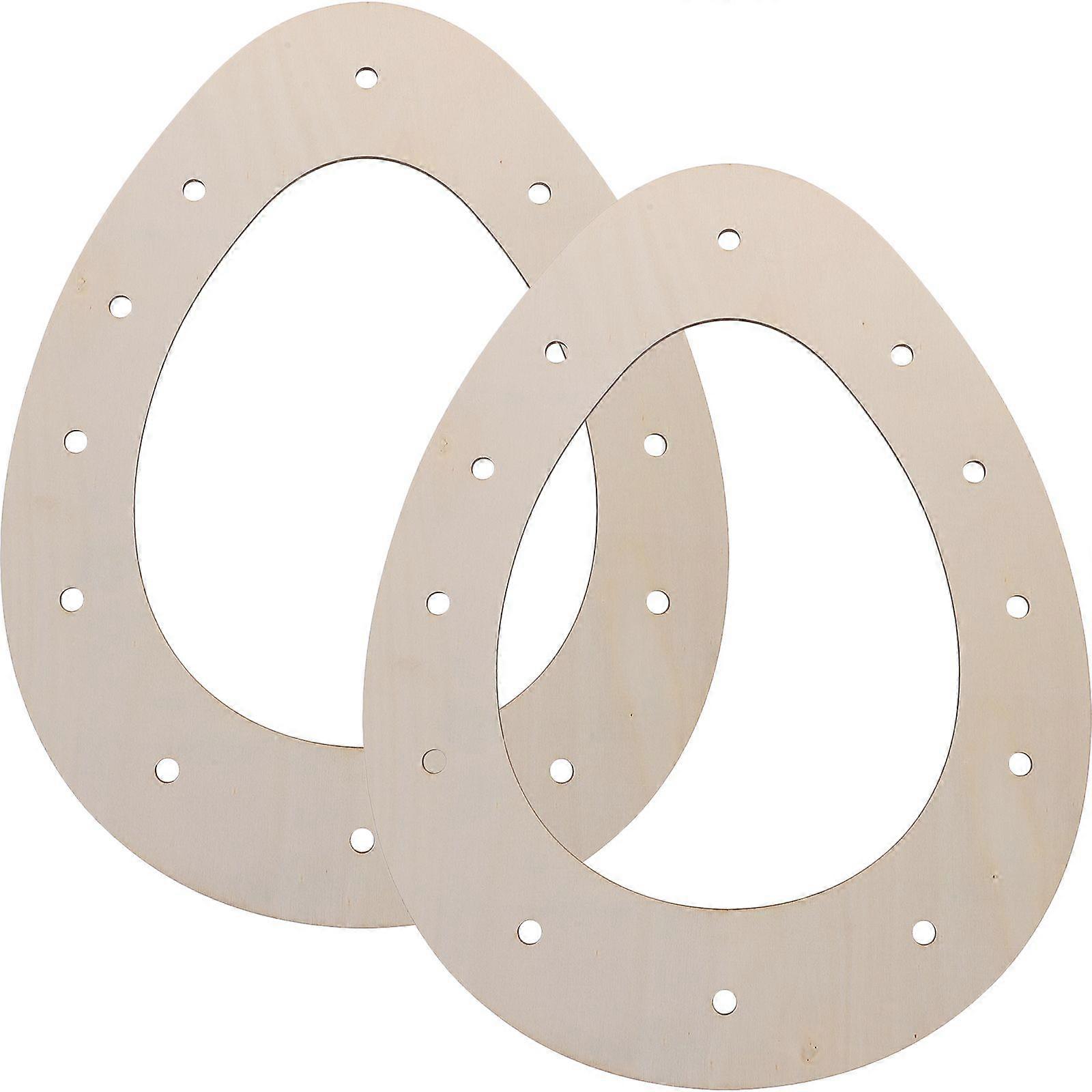 2pcs Easter Egg Shaped Wooden Wreath Frames Floral Holiday Wreath Forms