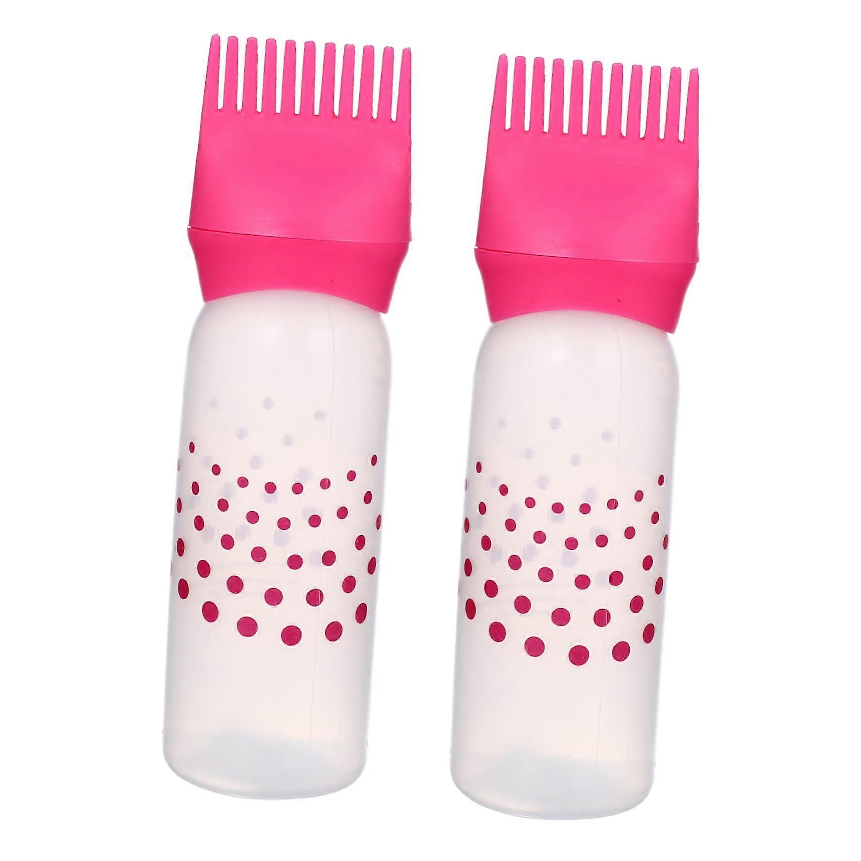 2pcs Root Comb Hair Dye Applicator Bottles for Precise Coloring and Salon Use