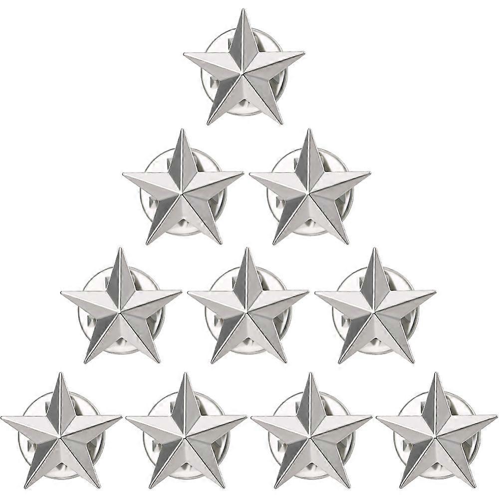10pcs Brass Star Brooches for Backpack Clothes Platinum 15x15.5mm