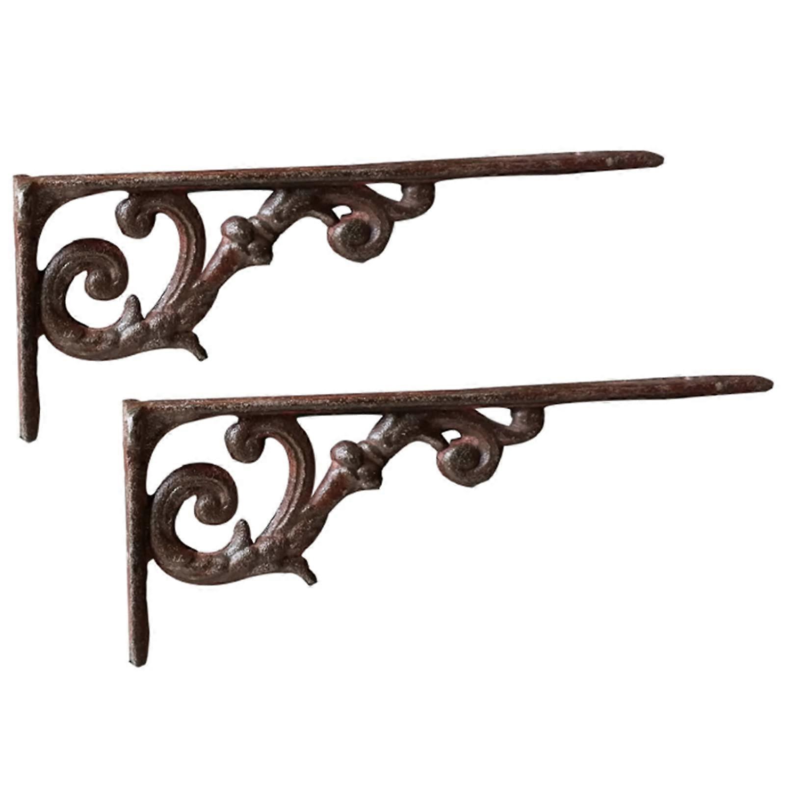 2PCS Vintage Floating Shelf Brackets HeavyDuty Cast Iron RustResistant Triangle Design for Wall