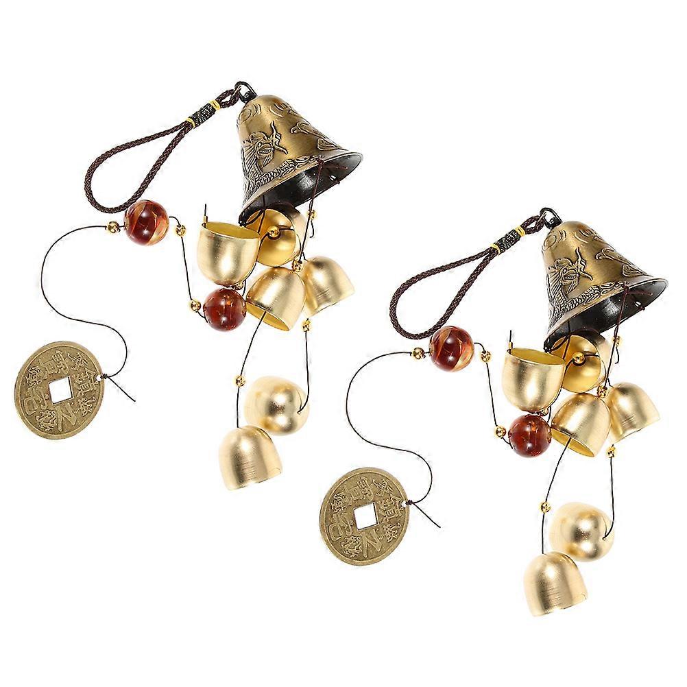 Hanging Alloy Wind Chimes Dragon Phoenix Bell for Blessing 2Pcs