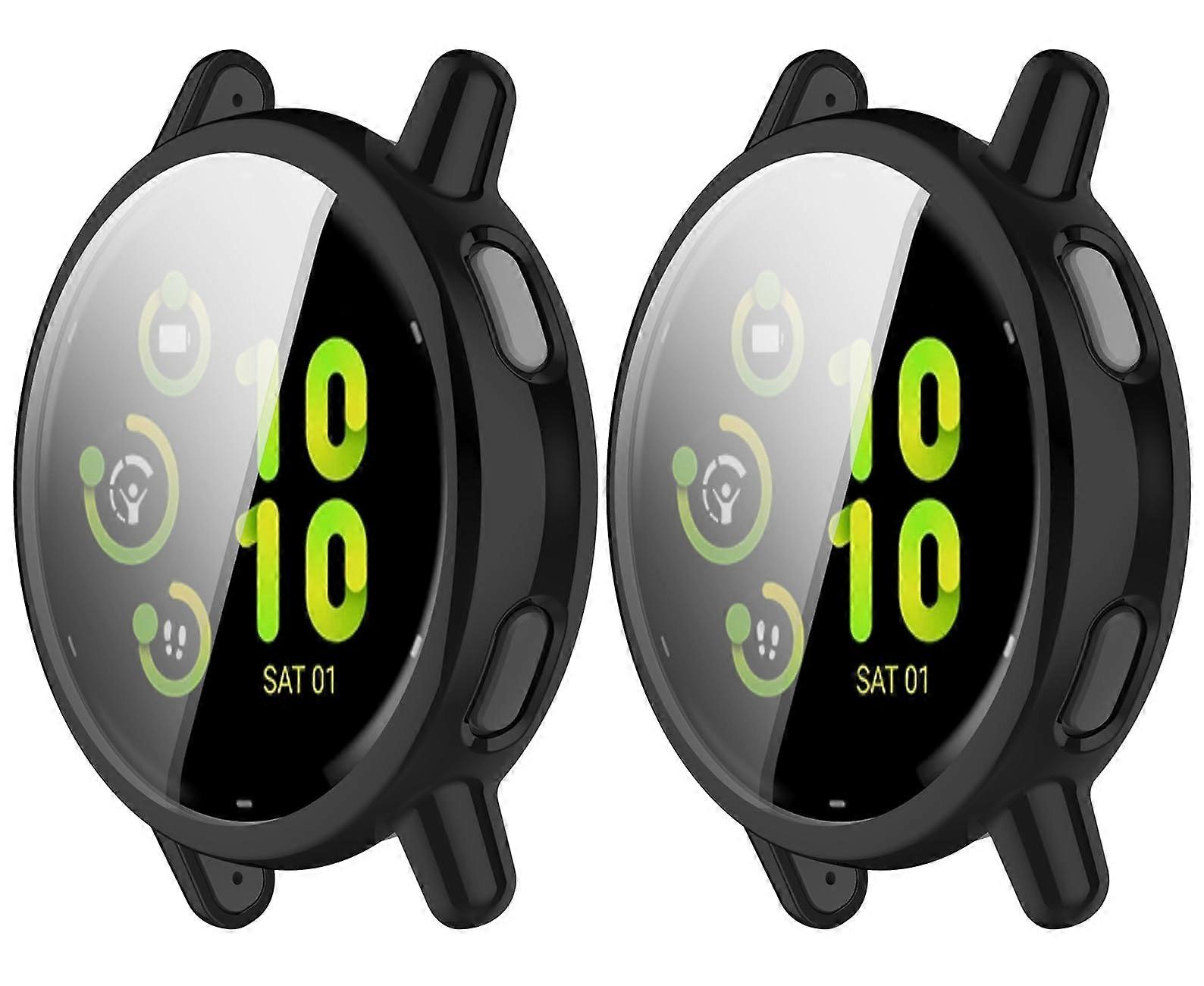 2 Pack Screen Protector Case for Garmin Vivoactive 5, Soft TPU Full Coverage Shockproof Scratch Resistant Black Cover