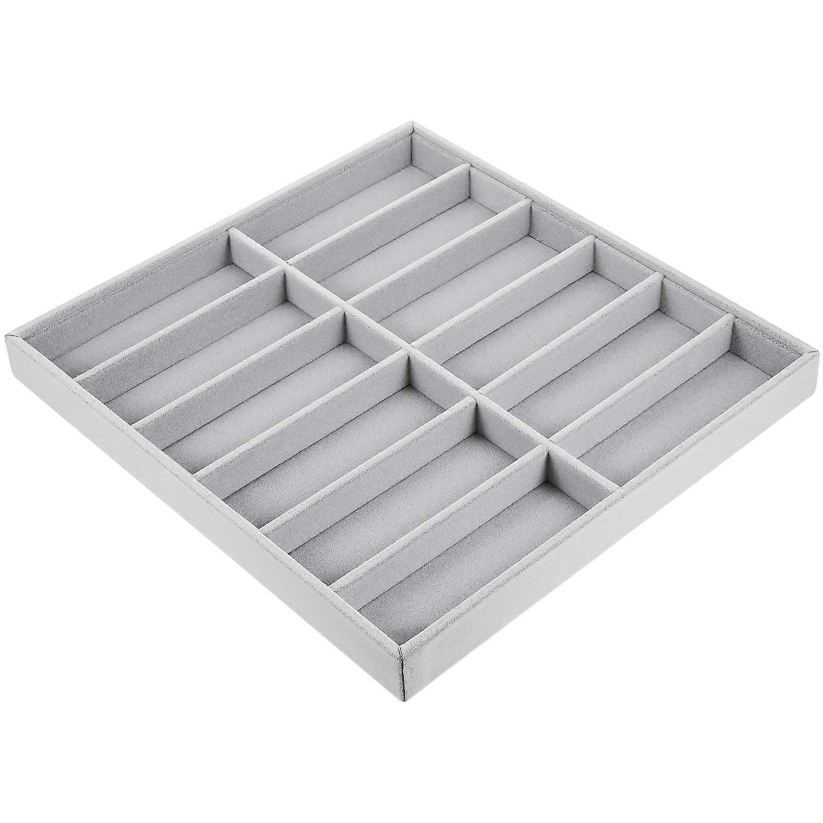 Sunglass Display Stand Glasses Storage Tray for Storage 12 Compartment Grey
