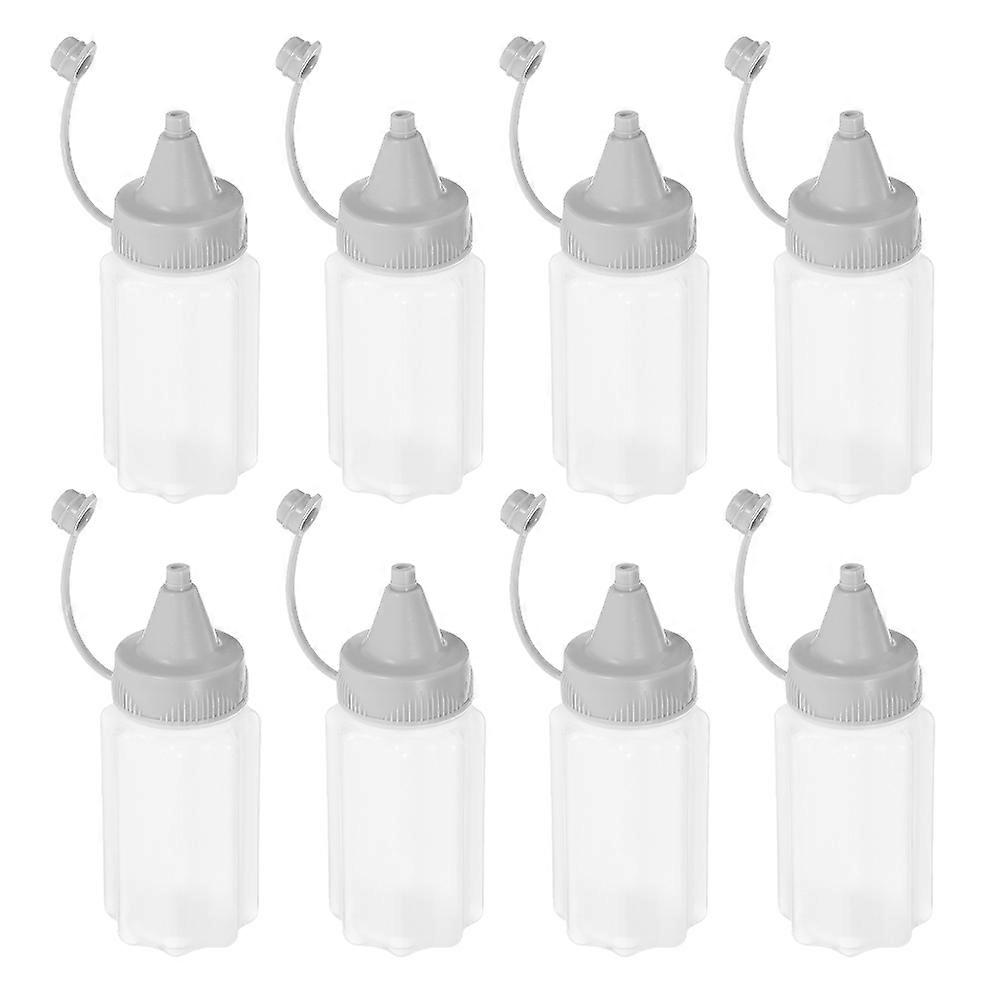 Kitchen Squeeze Bottles Grey Plastic Condiment Dispenser for 8Pcs Use