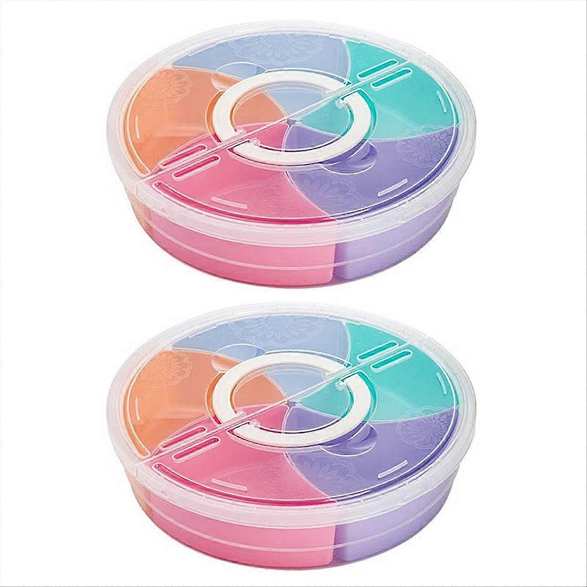 2Pc Multi-Function Food Storage Tray with Lid for Nuts & Candy Fruit