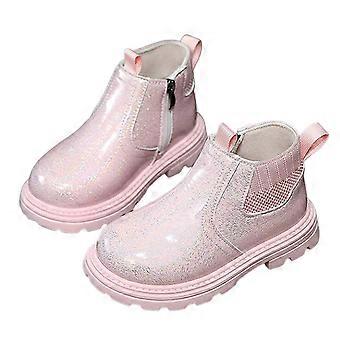 Jentestøvler, ankelstøvler med myk såle, glitterfri snøring, skinnstøvletter for småbarn, vintermotesko, småbarnsstøvler, Z02 rosa, 5,5-6 år