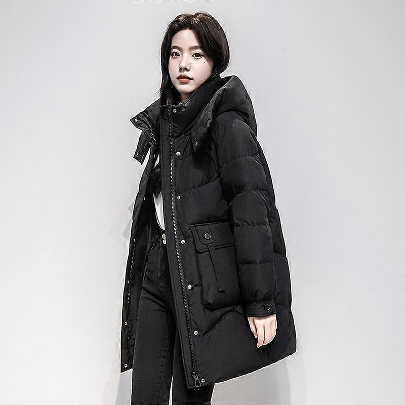 Women's Winter Down Coat: Simple, Long-length, Thick and Warm Jacket
