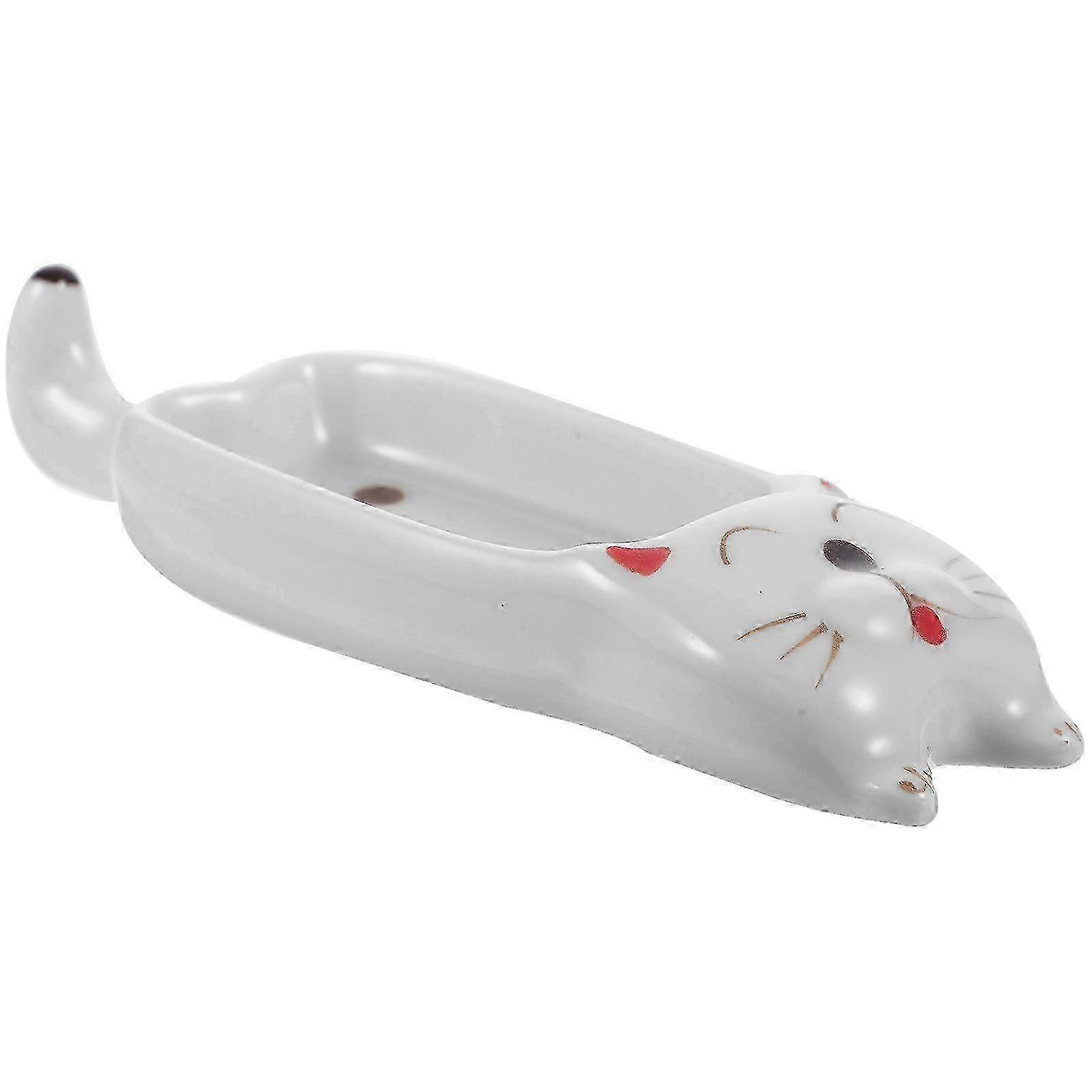 Ceramic Kitchen Spoon Holder Cat Shape Condiment Dish For Kitchen Use 1Pcs