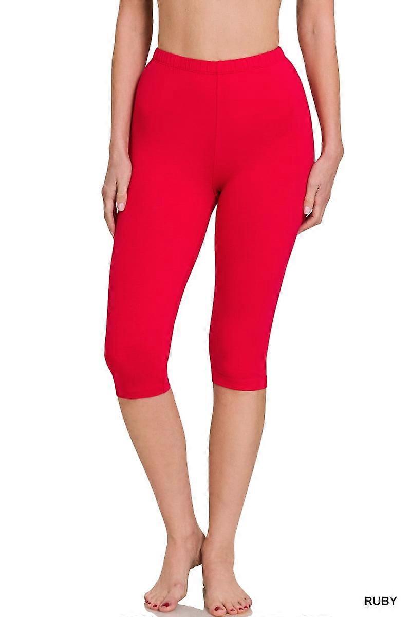 Dame Essential Basic Bomull Spandex Stretch Capri Leggings Under Kneet
