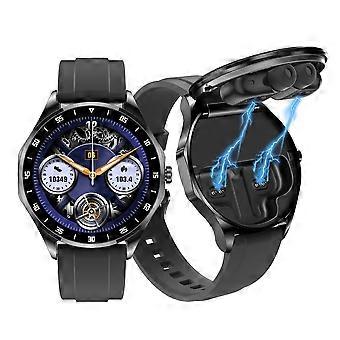 Smartwatch mit Ohrhörern, 1,43 Zoll AMOLED HD-Display, Herzfrequenzmessung, Schlaftracking, Bluetooth 5.3, Schwarz