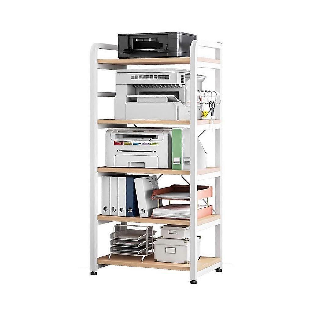 Floor Standing Printer Stand with Shelves, MultiLayer Office Storage Rack for Small Spaces