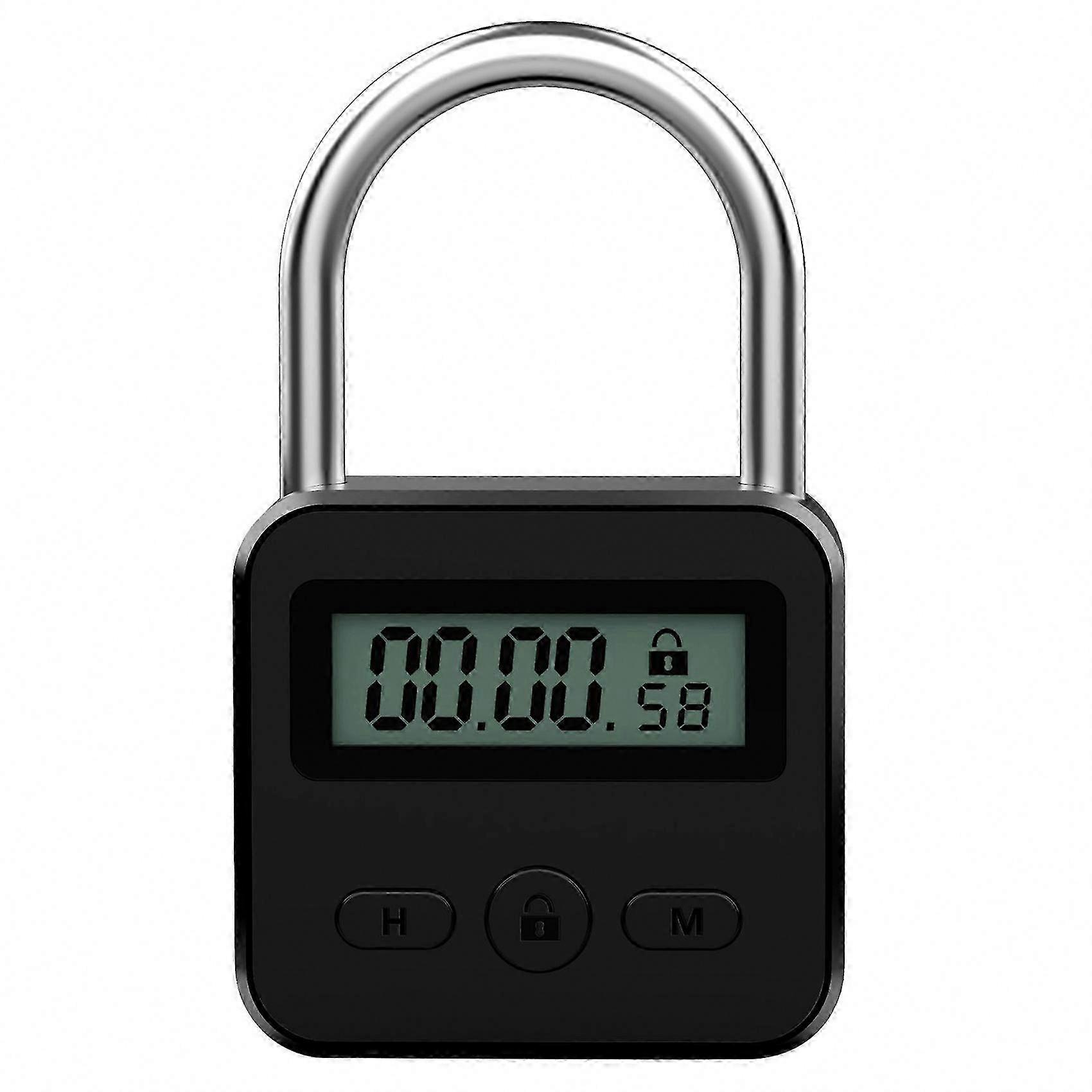 Electronic Timer Padlock with LCD Screen, USB Rechargeable, Multi-Function Digital Lock, Maximum 99-Hour Countdown, Silver