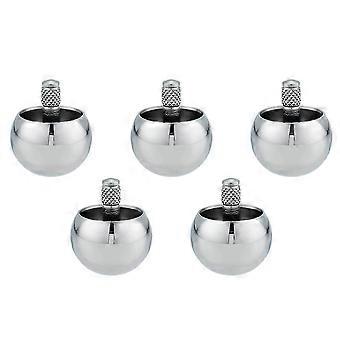 Metal Spinning Top, Stainless Steel Tippe Top, Set of 5, Fidget Toy for Stress Relief and Concentration, Silver