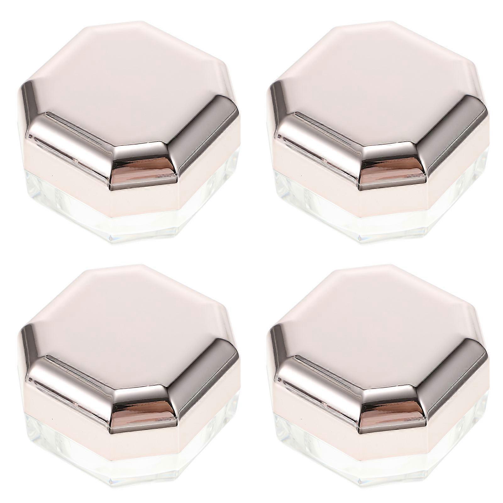 4pcs Octagonal Makeup Loose Powder Boxes Portable Empty Containers (Rose Gold)