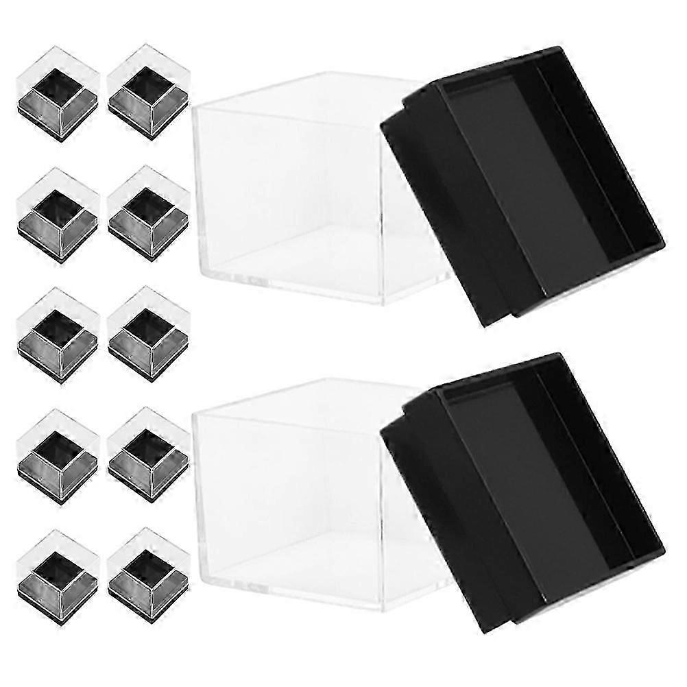 Clear Square Plastic Mineral Specimen Storage Boxes 12Pcs