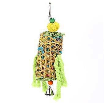Bamboo Woven Bird Bite Toy Chew Training Paper Silk Cotton Rope Bird Hanging Toy for Pet Birds