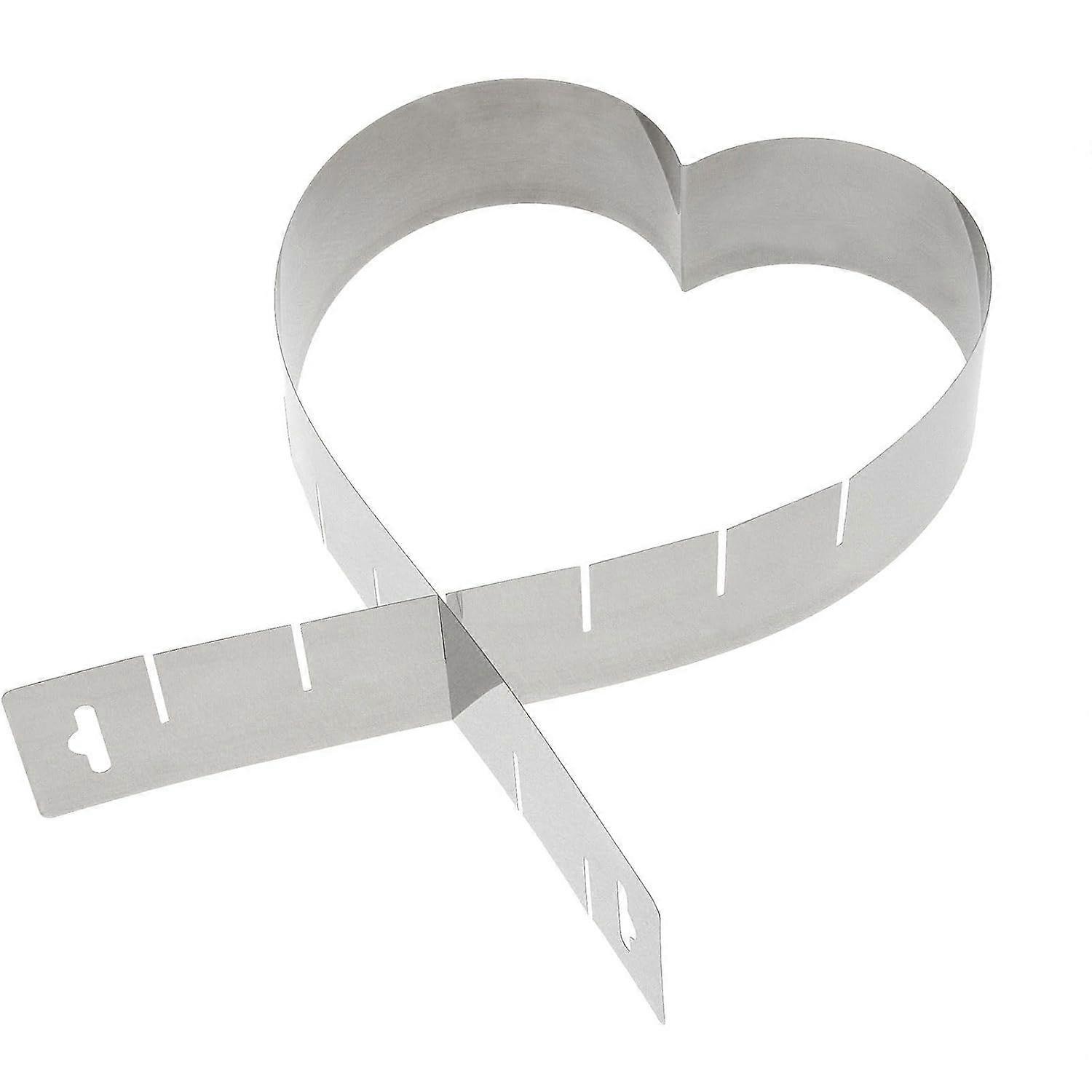 Heart-shaped baking mold/ring, adjustable, bottomless, stainless steel, silver