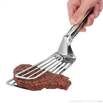 1pc Zacisk do żywności ze stali nierdzewnej Zacisk do steków Zacisk do smażenia ryb do domu (srebrny)
