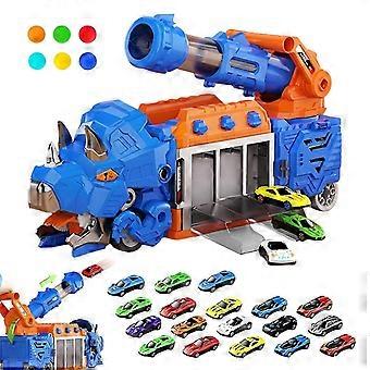 Foldable Dinosaur Toy Truck With Storage Bay, Mini Cars & 6 Soft Balls