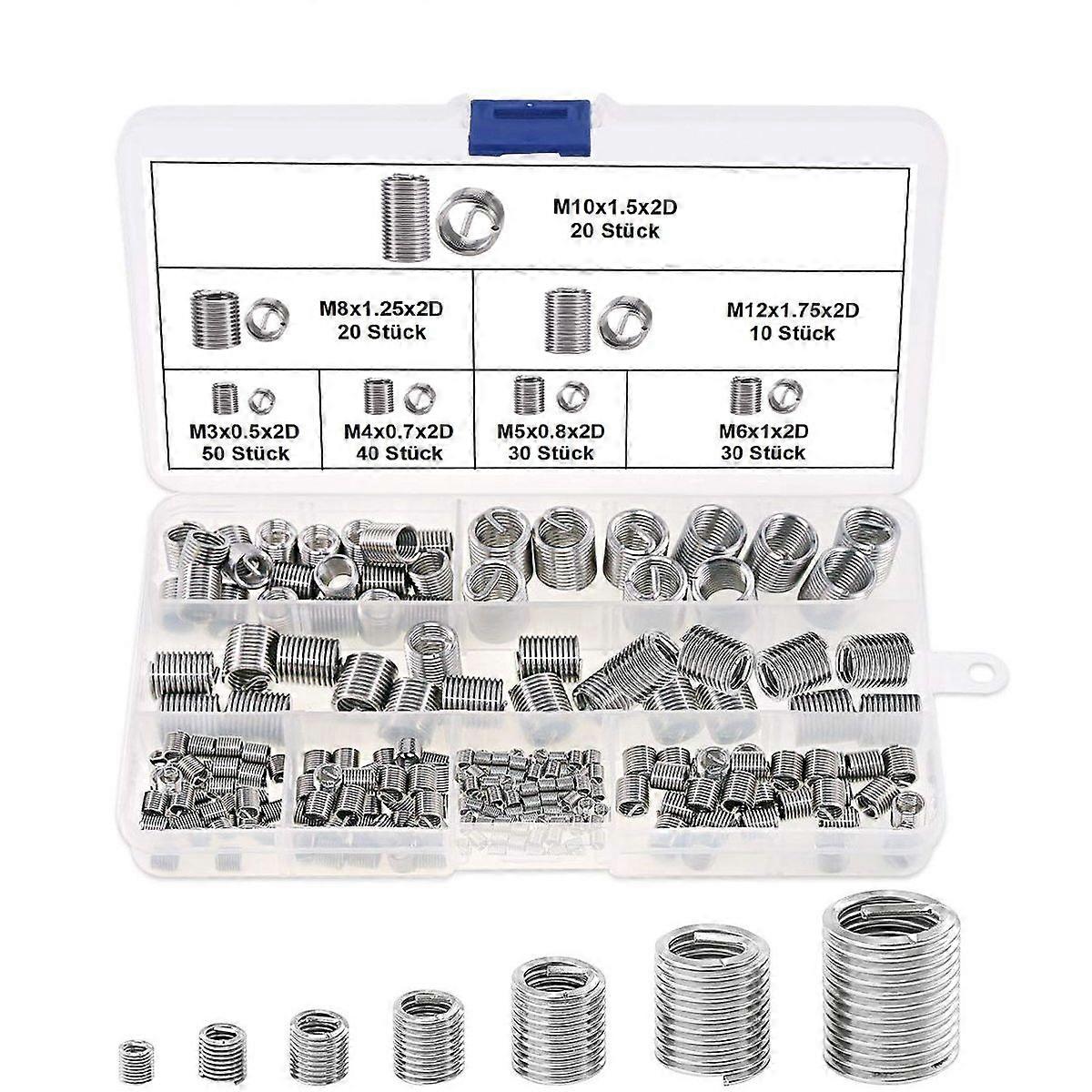 200Pieces Wire Thread Inserts (M3-M12), DIY Thread Insert Assortment Kit set