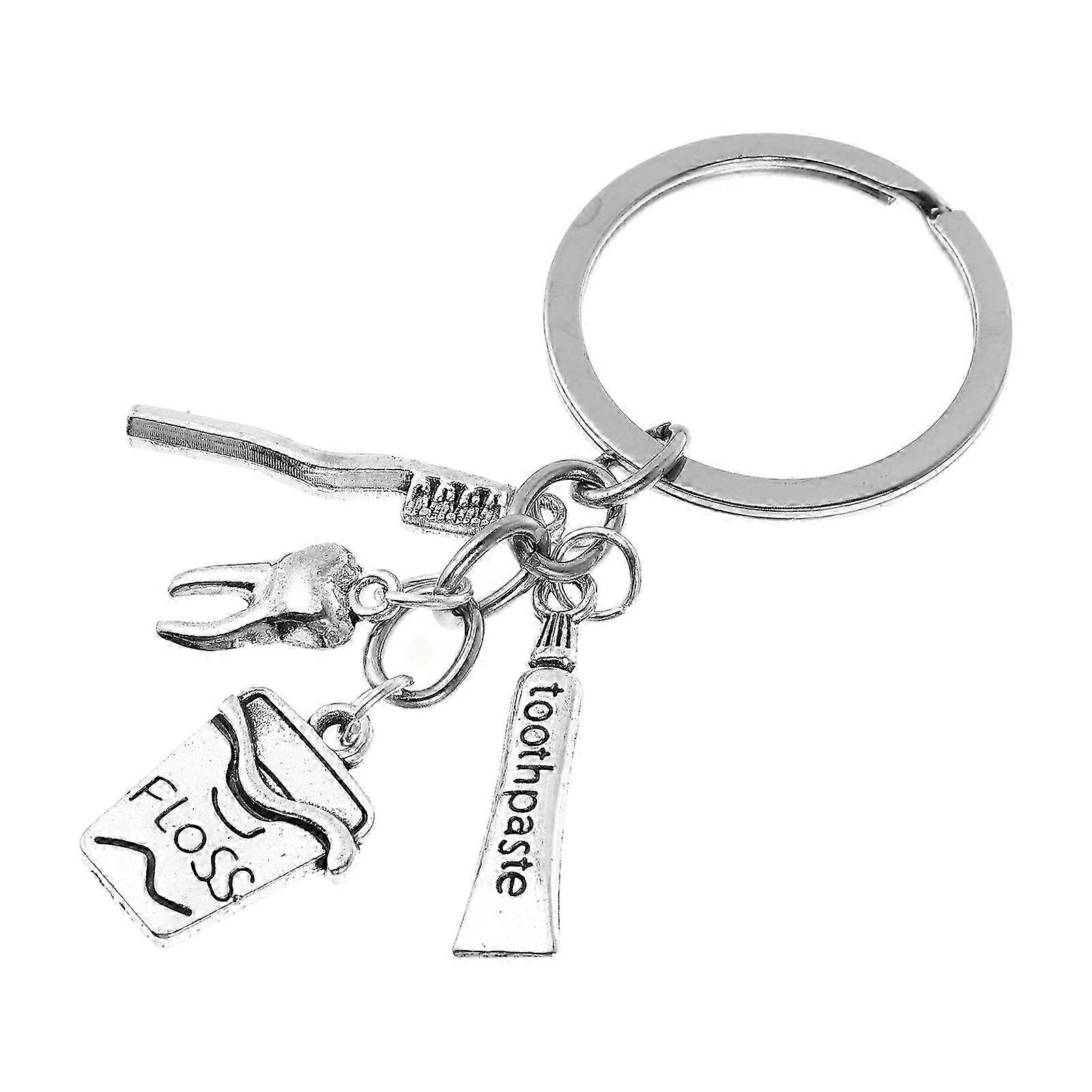 Keychain compatible with Decoration Toothbrush Pendant Creative 9Pcs Silver Set