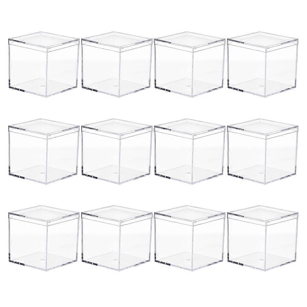 12Pcs Mini Acrylic Storage Box Square Candy Snacks Storage Container Gift Box