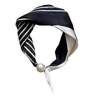 Fashion Silk Neck Scarf With Secure Pearls Magnetic Clasp Women Neck Shawl Accessory Decorative Scarf Wrap Daily Wear Multicolor