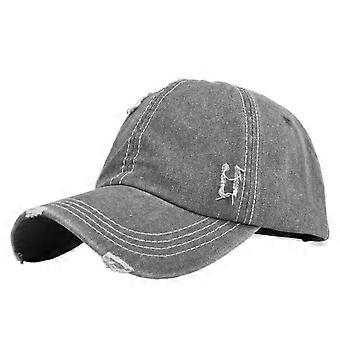 Vintage baseballpet van gewassen katoen voor dames en heren, verstelbare pasvorm, zonbescherming, grijs
