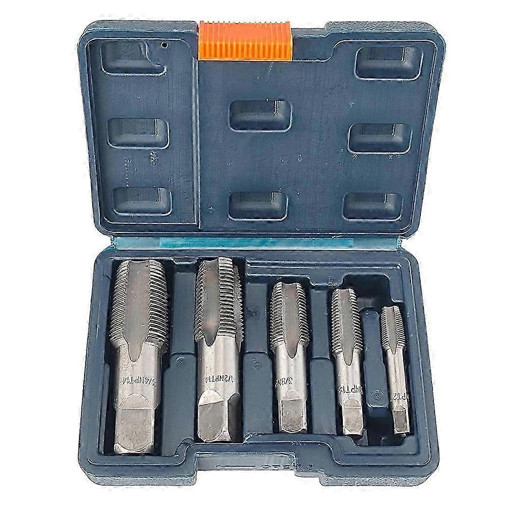 5-Piece NPT Pipe Tap Set Precise Threading Tool Kit for Professional Pipe Taper Threads