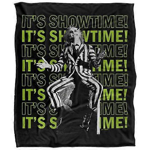 Beetlejuice It's Showtime Text Repeat Soft Touch Blanket