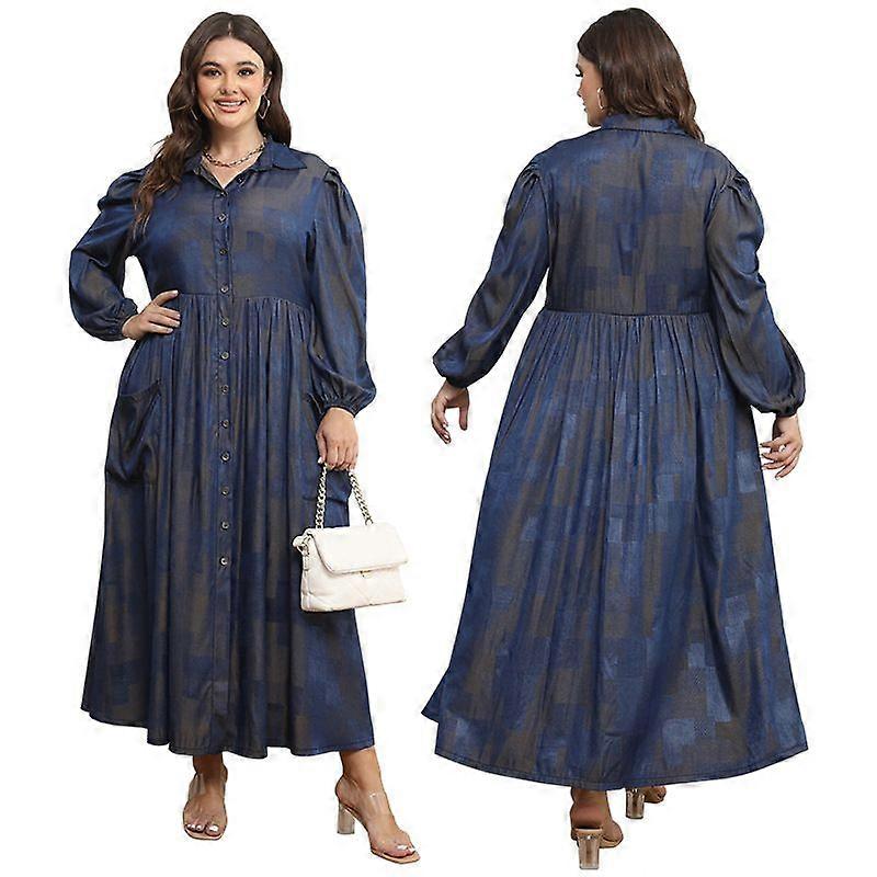 Women's Button-Down Collared Long Sleeve Dress