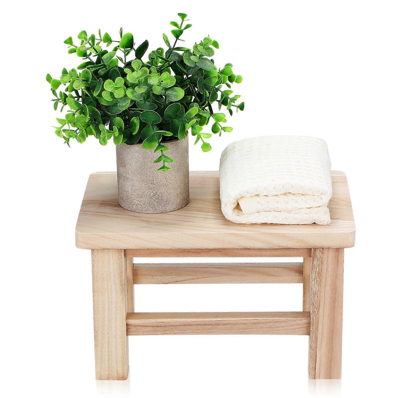 Solid Wood Shoe Changing Stool for Home Use Beige