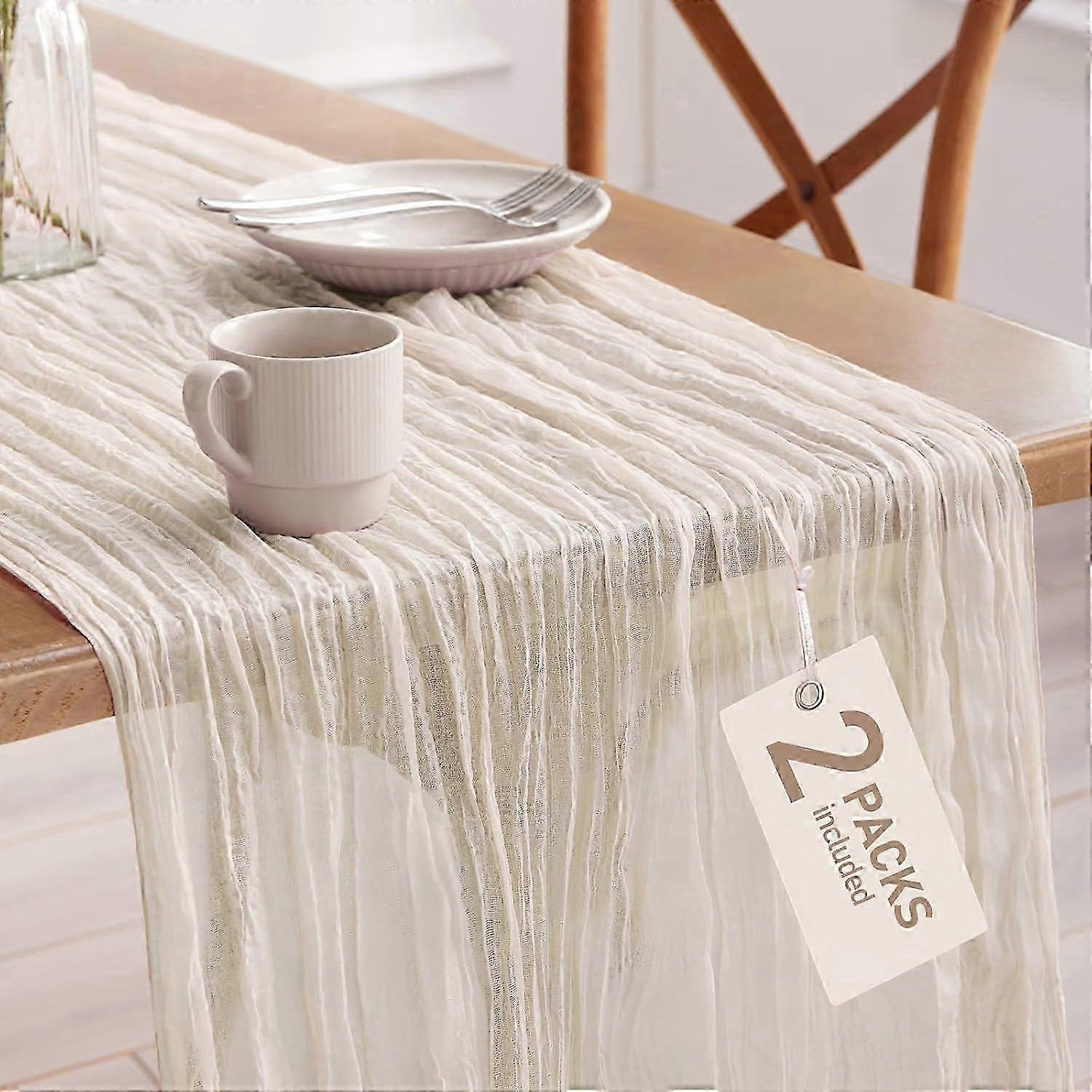 2-Pack Cheese Cloths Table Runner 120' Boho Party Decorations