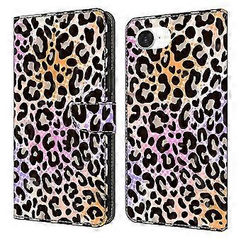 TKdaddy per iPhone 16e Custodia a portafoglio Stampa del modello PU Leather Flip Stand Phone Cover Stampa leopardata maculata