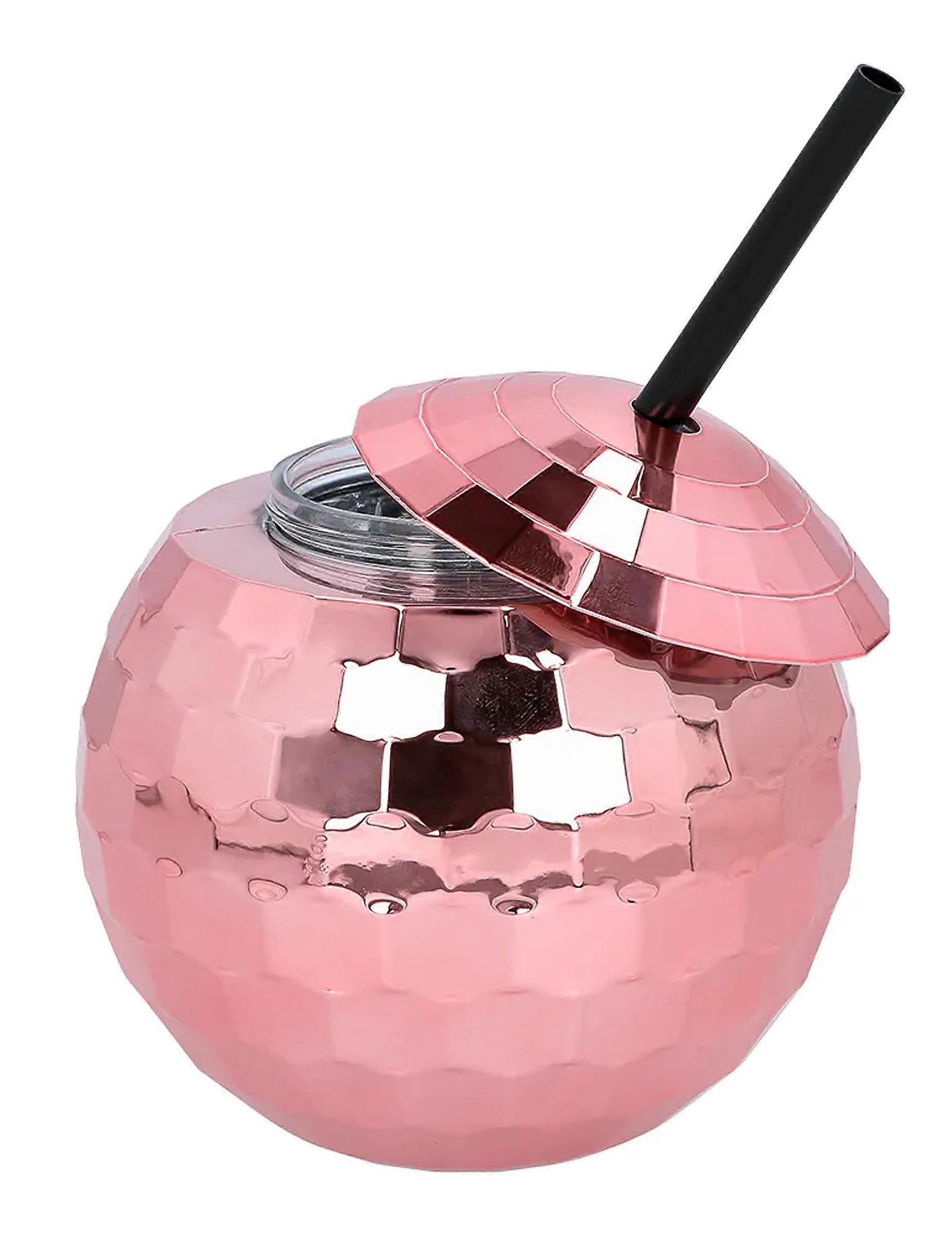 650ml Pink Disco Ball Cup with Straw
