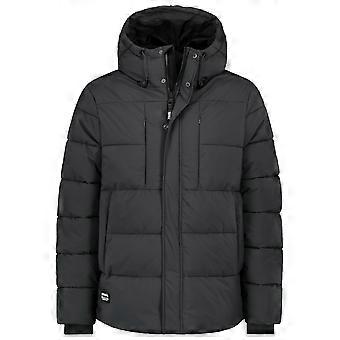 Jaqueta de inverno masculina Sublevel com capuz e zíper para atividades ao ar livre.