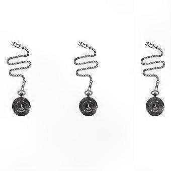3X Vintage Steampunk Quartz Pocket Watch Pendant Necklace  Black Roman Numerals