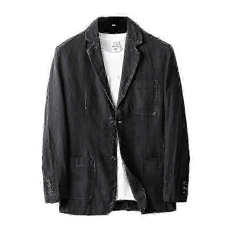 Men's Two Button Linen Blazer Lightweight Summer Jacket