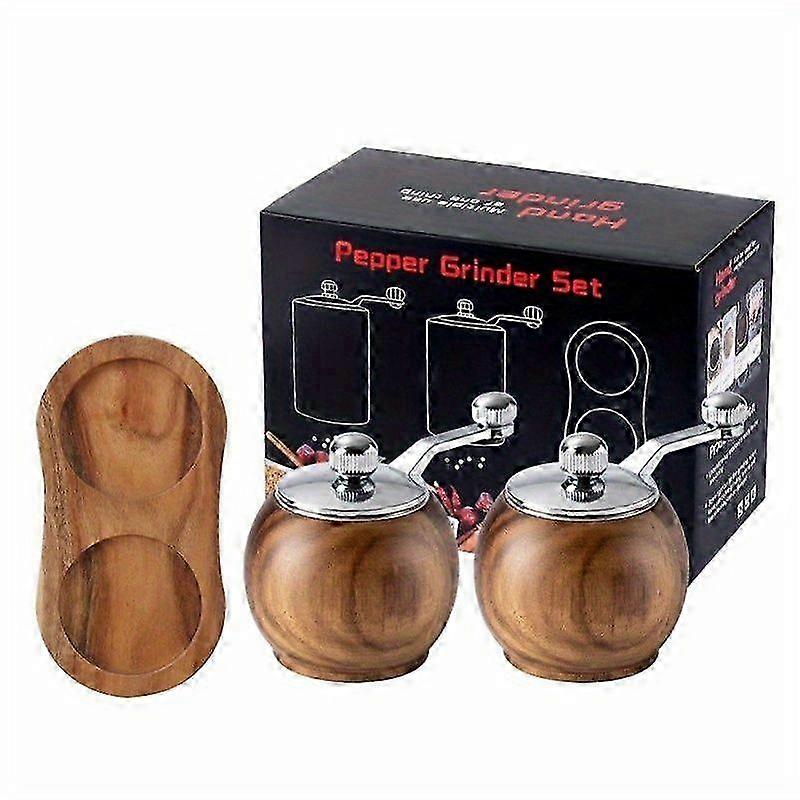 Rustic Wooden Salt Pepper Mill Set