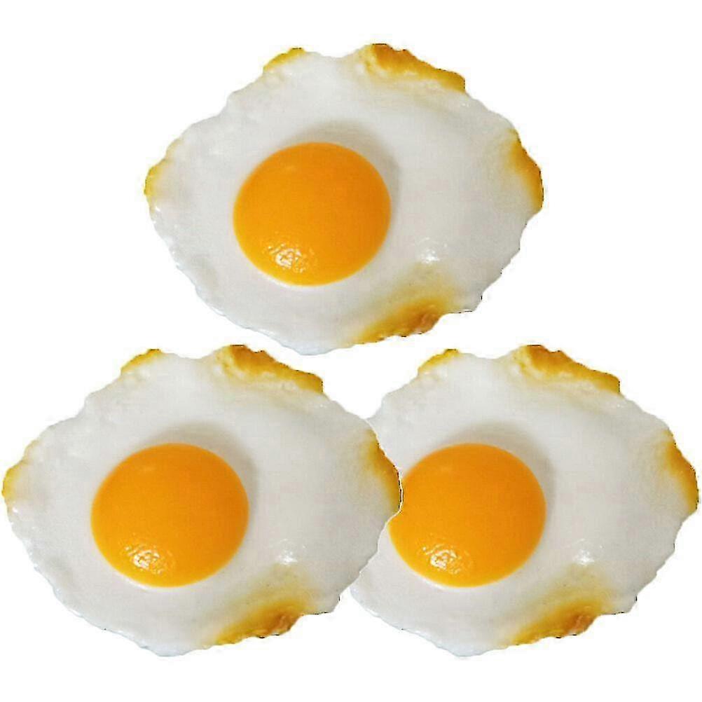 3pcs Decorative Simulation Fried Egg Models Food Display Decor