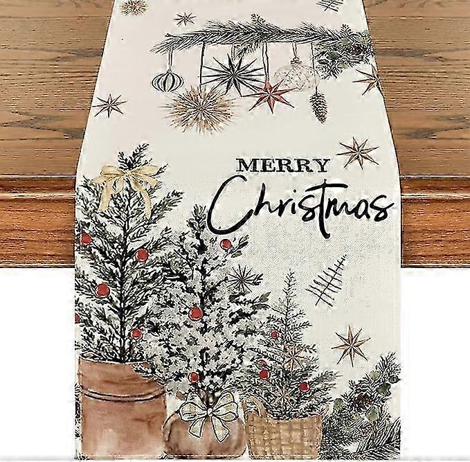 Pine Cone Holly Xmas Table Runner