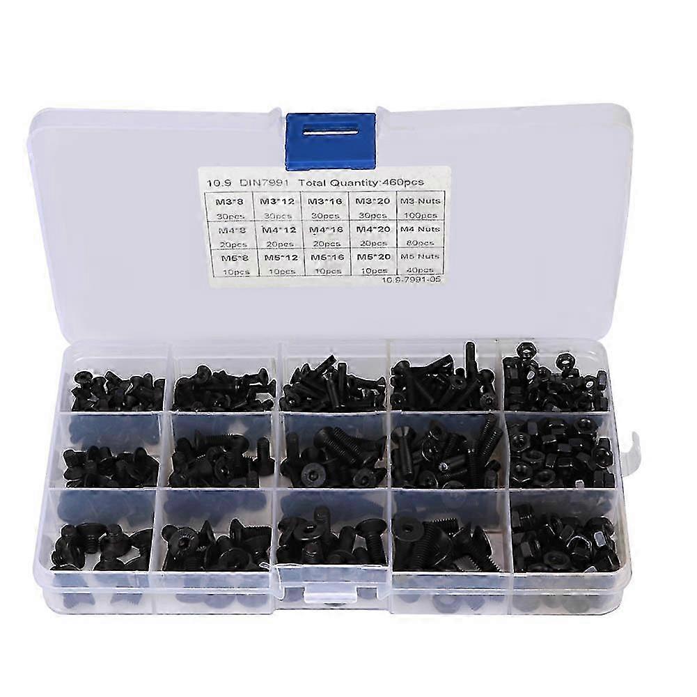 460Pcs M3 M4 M5 Hex Socket Screw Set Carbon