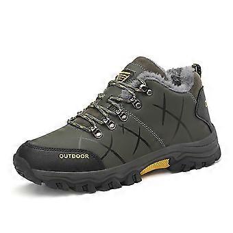 Heren sneeuwschoenen, winterse pluche warme platform sneakers, casual heren veterschoenen van PU-katoen.