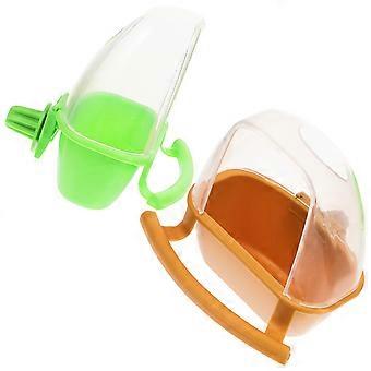 Bird Food Holder Plastic Hanging Feeder for Bird Cage 2Pcs Feed Cup