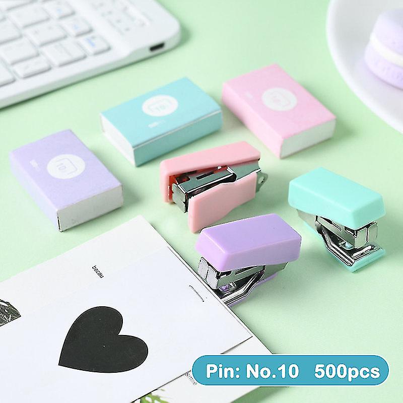 Mini Macarone Color Metal Stapler Set With 500pcs Staples 6-10 Binding Tools
