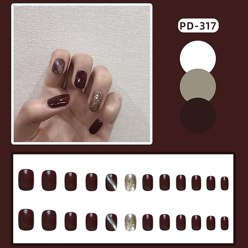 24pcs Fake Nail Patch Press-on Nails Short Full Cover False Nails