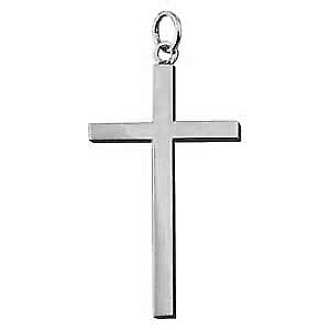 Silver 35x20mm plain solid block Cross