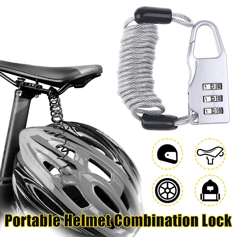 1pc Bicycle Helmet Wire Rope Code Lock Outdoor Mountain Bike Rope Padlock