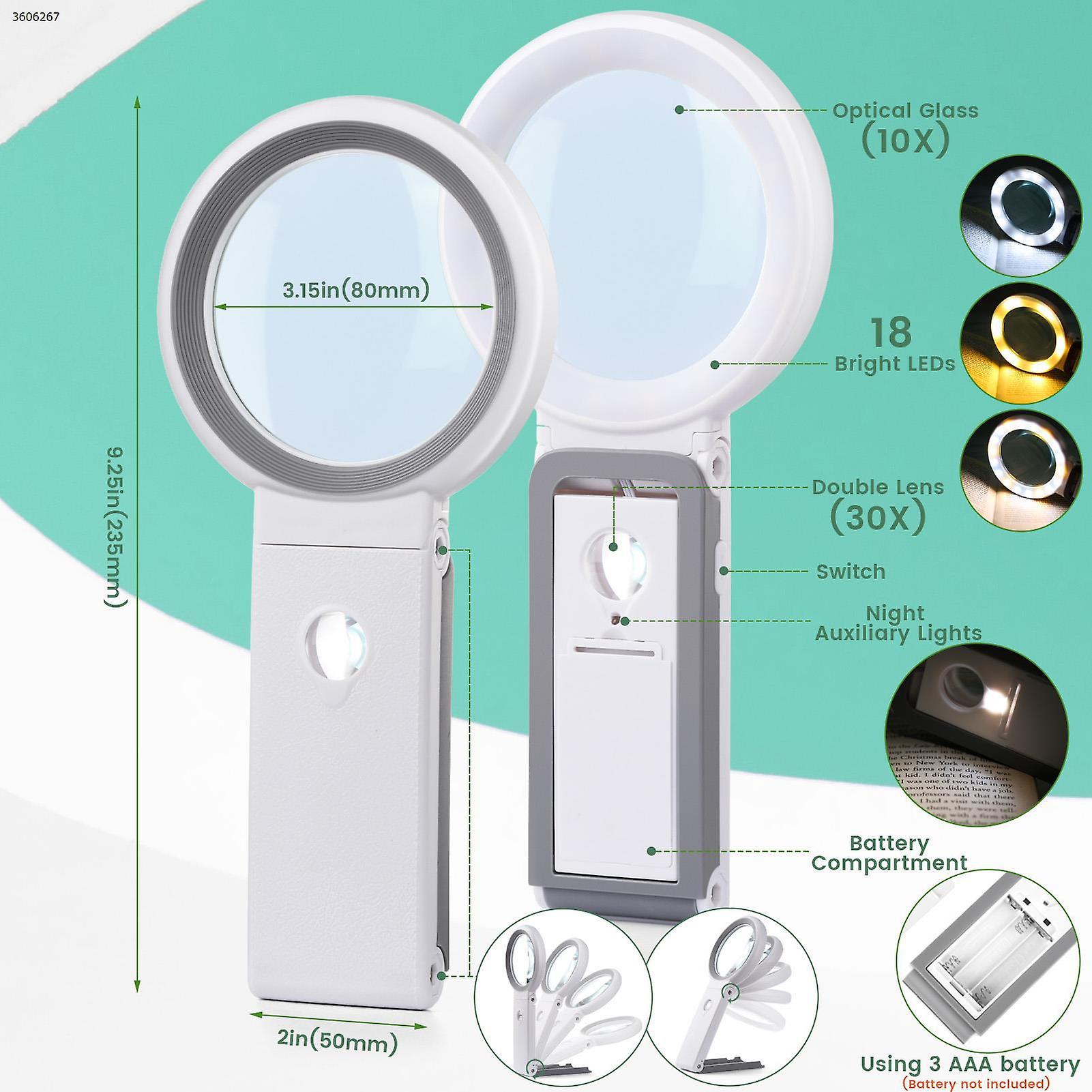 Desktop Magnifying Glass Whit Led Light Portable Hand-held Can Stand Desktop